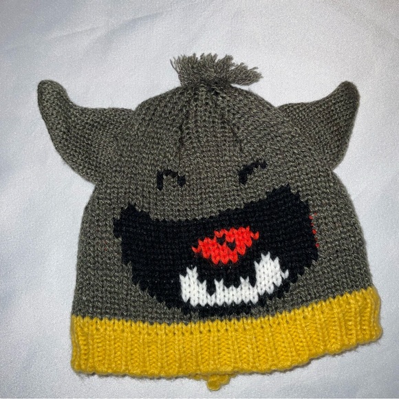 Carters Boys 12-24 Month Grey Knit Monster Winter Beanie Hat Double Layer Toque - Picture 8 of 8